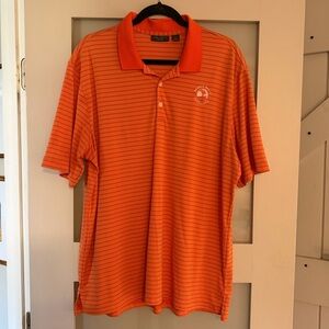 Men's Orange Striped Polo Shirt - Pebble Beach XL Golf Shirt